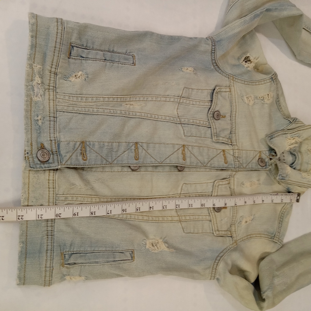 Aeropostale Women's Faded Blue Ripped Denim Jacket Size XS - Picture 10 of 16